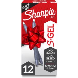 Sharpie S-Gel Gel Pens, Blue Barrel, Medium Point (0.7mm), Black Gel Ink Pens, 12 Count - Home, Office, School, Journaling, Writing, Note-Taking, Teacher Supplies