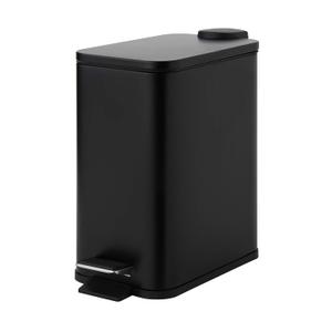 SunnyPoint 5 Liter(1.32 Gallon) Small Trash Can with Plastic Inner Buckets; Rectangle Bathroom, Office, Kitchen, and Bedroom Step On and Slow Close (BLK)