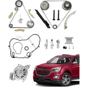 Timing Chain Kit 2.4 L, Compatible with 2009-2017 GMC Terrain/Chevy Equinox Malibu/Buick, w/Water Pump, Chain Guide Sprocket Tensioner, 2.4L Ecotec, 9-4201S, 9-4201SX, 12578515, 12578516, 1258226