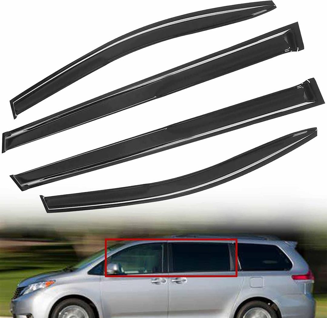 Window Visors Sun Rain Guards - Window Deflectors for Car 4-Pack Vent Shade Deflector Replacement for Sienna 2011-2019