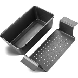 HONGBAKE Meatloaf Pan with Drain Tray, 9 x 5 Inches Loaf Pans with Insert, Nonstick Meat Loaf for Baking, Reduce the Fat and Kick Up the Flavor, Grey (Space Grey - 1 Pack)