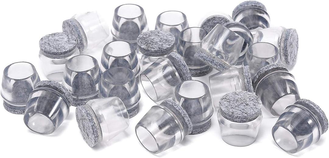 Chair Leg Floor Protectors with Wool Felt Furniture Pads Furnigear-Silicone Chair Leg Caps Round Hardware Floor Protectors (1-1/8 - 1-1/4,8 Pack)