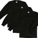 Pro Club Men's 3-Pack Heavyweight Cotton Long Sleeve Crew Neck T-Shirt (Black, M)