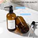 2 Pack Kitchen Soap Dispenser Set - 16oz Amber Glass Dish and Hand Soap Dispenser with Stainless Steel Pump, Instant Dry Tray, Dish Brush & Holder, Refillable Countertop Sink Decor for Kitchen & Bath