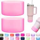 2-Pack Silicone Boot for Stanley 30 40 OZ Cup, Boots for Stanley Cup Accessories, Non-Slip Tumbler Bottom Protector Cover, Noise Reduction Protective Sleeve for Quencher H2.0 / IceFlow 20oz 30oz (Clear Peach(Spinel))