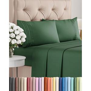 Queen Size 4 Piece Sheet Set - Comfy Breathable & Cooling Bed Sheets Set - Hotel Luxury Bedding for Women, Men, Kids, Teens, Boys & Girls - Deep Pockets, Soft, Wrinkle Free - Oeko-Tex - Emerald Green