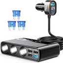 9 in 1 Cigarette Lighter Splitter, JOYROOM 154W Cigarette Lighter Adapter with PD/QC 3.0 * 2 Charge(3.3FT Cable), 12V/24V Independent Switches DC Cigarette Outlet Car Charger for All Car Devices