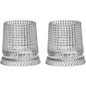 360 Rotating Whiskey wine glass with Swivel Base (hammered texture)