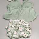 ROSEWE Womens Tankini Bathing Suits, Two-Piece Smocked Swim Dress, Print Swimsuits with Board Shorts (Large, Light Green)
