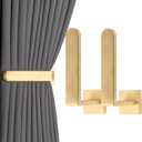 2 Pack Metal Curtain Holdbacks Modern Curtain Tiebacks L Shaped Curtain Hooks for Wall Curtain Pull Backs Curtain Holders Curtain Tie Backs for Curtains (2, Gold)