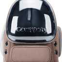 Cat Backpack Carrier, Breathable Cat Carrier Large Space Bubble Pet Backpack for Kitty Small Dog up to 15lbs, Transparent & Foldable Pet Carrier for Travel Hiking (Khaki)