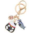 Lucky Cat Keychain Japanese Cat Charm for Wealth and Fortune Feng Shui Keychains Cute Japan Souvenirs Lucky Cat Trinkets Fish Accessories Good Luck Charms