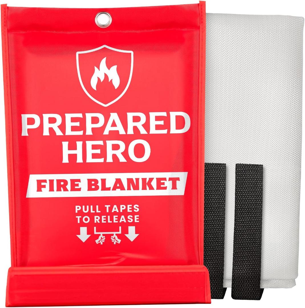 Prepared Hero Emergency Fire Blanket - 1 Pack - Fire Suppression for Kitchen, 40 x 40 Fiberglass Fire Blanket for Home