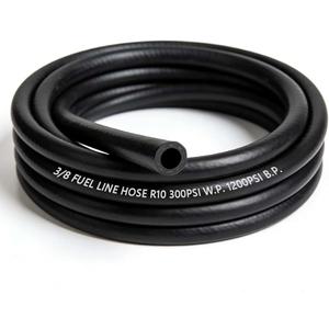 3/8 Inch Fuel Line Hose 300 PSI R10 Push Lock Hose - for Gas, Diesel, E85, Oil & Hydraulic Fluid - Flexible Replacement for Fuel Pump, Supply & Return Lines 9' 10"