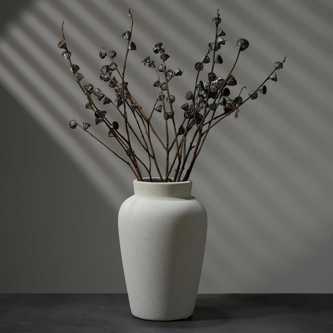 Large Ceramic Vase White Flower Vase for Home Decor Modern Farmhouse Rustic Vase, Tall Vases for Centerpieces, Dining Table Kitchen Counter Coffee Table Shelf Entryway Decor, Flowers Decorative Vase