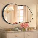 Dorlicecass Irregular Wall Mirror - Wall Mirrors Decorative 20"x36" Black Asymmetrical Mirror Tempered Glass Aviation Aluminum Alloy Frame for Bathroom, Bedroom, Living Room, Cloakroom, Entryway