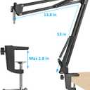 Mic Stand with Foam Windscreen For Blue Snowball, Suspension Boom Scissor Arm Stand with Pop Filter Cover for Microphones iCE USB Mic by SUNMON