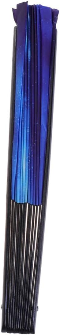 Large Hand Fan Collapsible Fan for Wedding Dance Floor Props Foldable Decorative (Blue)