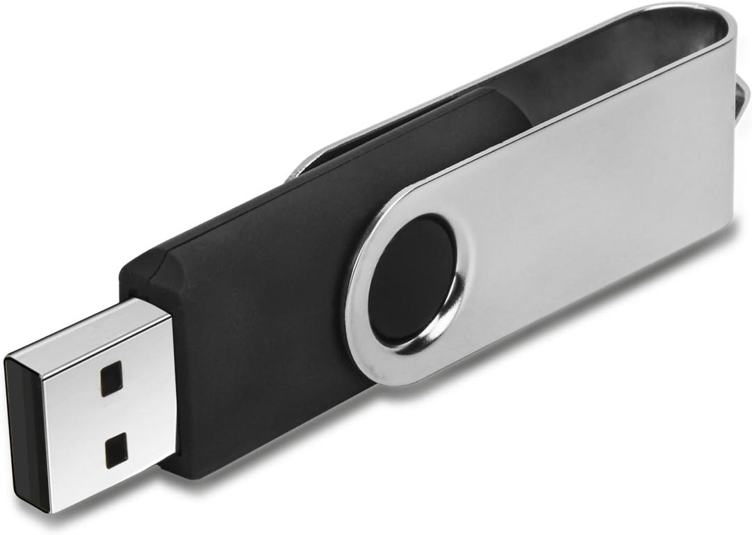 Swivel Design 16GB USB Flash Drive with Keychain, USB 2.0 Portable Thumb Drive Memory Stick, FAT32 Format Flashdrive for Data Storage, Photos, Music, Files (Black, 16 GB)