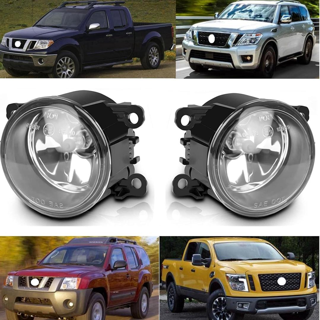 Pair of Front Fog Lights Lamp RH LH Compatible With Nissan Frontier 2005-2015 & Pathfinder 2005-2018 & Sentra 2007-2012 & Xterra 2005-2013 Replaces 26150EB500 26150VD300 33900STKA11