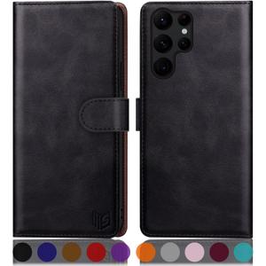 SUANPOT for Samsung Galaxy S23 Ultra Wallet case with RFID Blocking Credit Card Holder,Flip Book PU Leather Protective Cover Women Men for Samsung S23Ultra Phone case Black