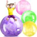 Meooeck 4 Pcs Inflatable Marbleized Big Bouncy Balls Large Rubber Ball Giant Inflatable Ball Inflatable Kickball Giant Beach Balls for Kids and Adult (27 Inch, Dreamy Color)