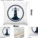 Nautical Lighthouse Throw Pillow Covers Decor Gifts for Coastal Lovers, Navy Rope Icon Decorative Decor Pillows Covers for Couch Sofa Bedroom, Minimal 18x18 Pillow Cover Cases