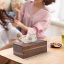 Tissue Box Cover Rectangle, Wood Tissue Box Holder, Wooden Facial Paper Holder for Bathroom, Bedroom, Dinner Table, Office (1 Pack, 9.8 x 5.5 x 3.7 inch)