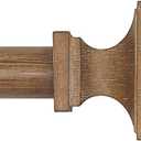 Wood Curtain Rods for Windows 32 to 88 Inch, 1 Inch Diameter Wood Decorative Treatment Single Window Curtain Rods - Square Imitation Wood Grain Finial 1 Pack