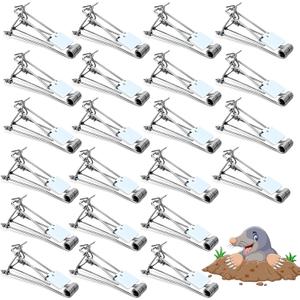 24 Pack Gopher Traps - Reusable Metal Gopher Trap, Easy Set Weather Proof Mole Vole Trap for Lawn Garden Farm Outdoor, Mole Traps, Silver
