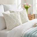 2 x Easter Pillow Covers 18x18 inch Set of 2 Soft White Egg Easter Decorations Cases Throw Pillows for Home Living Room Sofa