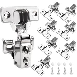 8 Pack 1/2 inch Overlay Soft Close Cabinet Door Hinges for Kitchen Cabinet Hinges Hidden Hinge Stainless Steel Concealed Kitchen Cabinet Hinge Self Closing Screw Holes Distance of Cup is 45 mm
