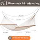 SUNCREAT Double Rope Hammock with Spreader Bar, Carrying Bag, 450 lbs Capacity, Two Person Hammock with Tree Hooks, Beige