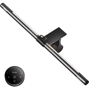 Quntis Monitor Light Bar with Remote, 20.1'' Dual Light Screen Light Bar, Sliding Weighted Clip Fit for All Screens, Adjustable Step less Dimming, Eye Caring No Glare Gaming Work Desk Lamp, Gray