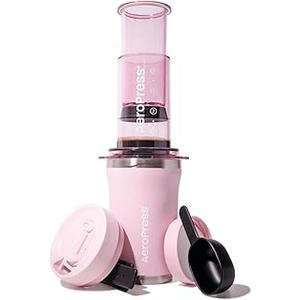 AeroPress Go Plus, Small Portable Coffee Maker Kit, Travel, Camping & Office, All-in-One French Press, Pour-Over & Espresso-Style Manual Brewer, 2 Min Brew for Less Bitterness, More Flavor, Pink
