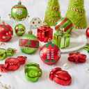 42pcs Christmas Balls Ornaments Set - Red and Green Christmas Ornaments Assorted Shatterproof Glittering Hanging Xmas Tree Decorations for Home Indoor Holiday Party Decor