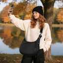 Crescent Crossbody Bags for Women, Arch Moon Dumpling Sling Bag, Lightweight Nylon Purse for Travel, White