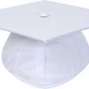 FtyFty Unisex Adult Matte Graduation Cap with Tassel Year Charm (White)