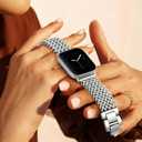Metal Band Compatible with Apple Watch Bands for Women, Dressy Stainless Steel Link Bracelet, Designer Strap for iWatch, Size: 38mm/40mm/41mm/(42mm-Series 11 10)