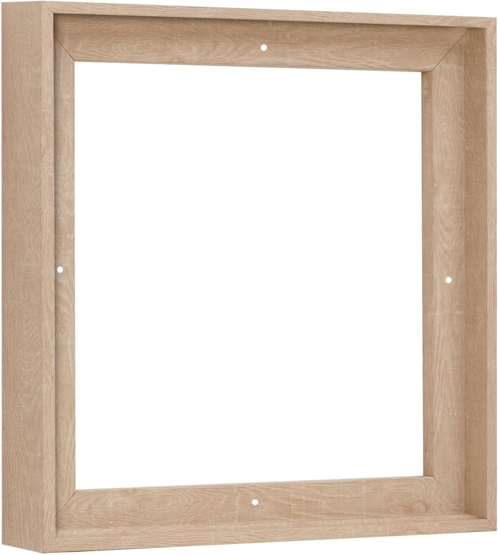 Pixy Canvas Floater Frame 16x16 for 1-1/2 (1.5) inch Deep Canvas Paintings/Canvas Prints/Wood Canvas Panels/Wall Art/Wall Decor/Home Decor/Artwork (Nordic White Oak, 16 x 16 inch, Square)