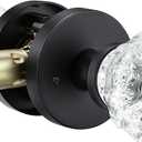Crystal Glass Door knobs, Privacy Interior Door Lever, Locking Door Handle for Bedroom and Bathroom, Zinc Alloy (Black, Privacy)
