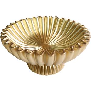 10" Large Decorative Bowl decor, Scalloped Bowls for Modern Home Decor,Ruffle Decor,Stylish Key Bowl for Entry Table,Decorative Fruit Bowl for Kitchen Counter,With base,Golden