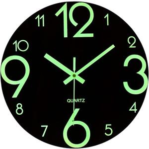 IMIKEYA Creative Luminous Wooden Round Wall Clock Silent Timepiece for Home Decor Unique Desktop Wall Mount Design No Battery Included