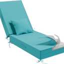 Outdoor Water-Resistant Olefin Chaise Lounge Cushions with Pillow, Weather and Fade Resistant Patio Furniture Lounge Chair Cushion Ideal for Patio, Lawn, Garden, Turquoise, 72"L x 21"W x 5"T