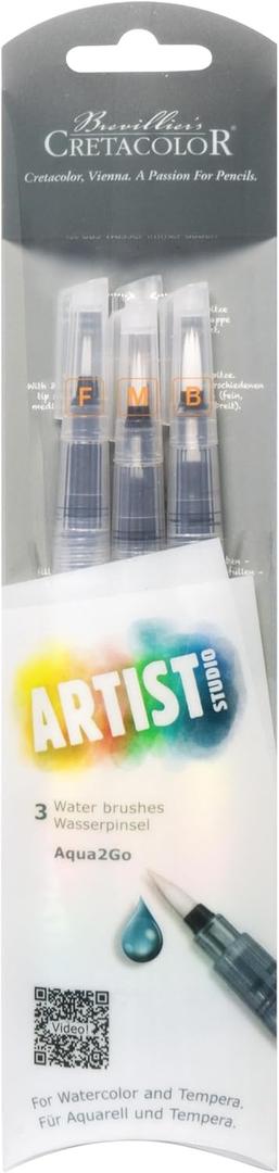 Cretacolor Aqua2Go Waterbrushes, Set of 3