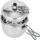 Portable Camping Pressure Cooker, 1.8 Qt Capacity, 304 Stainless Steel, Foldable Handle, Silver (2.0QT)