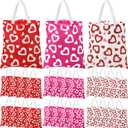 24 Pcs Valentine's Heart Printed Tote Bag Reusable Non Woven Valentine's Party Shopping Bags Bulk Red Pink Heart Decorated Couple Gift for Women Anniversaries Wedding Birthday