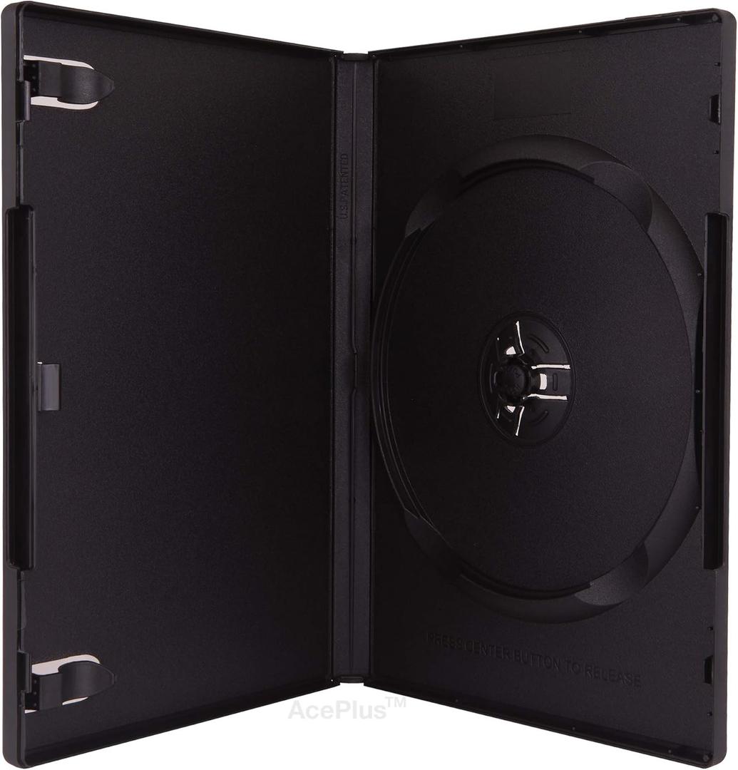 Standard DVD Case 14mm Black Single with Wrap Around Clear Sleeve (10-Pack)