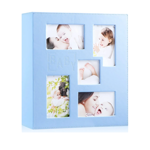 Ywlake Baby Photo Album 4x6 1000 Pocket Pictures, Leather Large Capacity Newborn Shower Boy Bebe Album Holds 1000 Horizontal Vertical Photos Blue