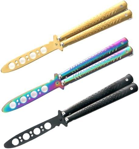 Vudwson 3Pcs Training Tools Set Practice Tool with Cool Color Design, Full Stainless Steel, Set of 3 Color (color 2)